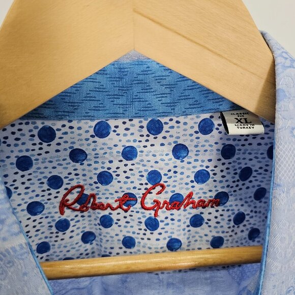 Robert Graham XL Classic Fit Blue Paisley Contrasting Cuff Button Front … - Picture 3 of 6